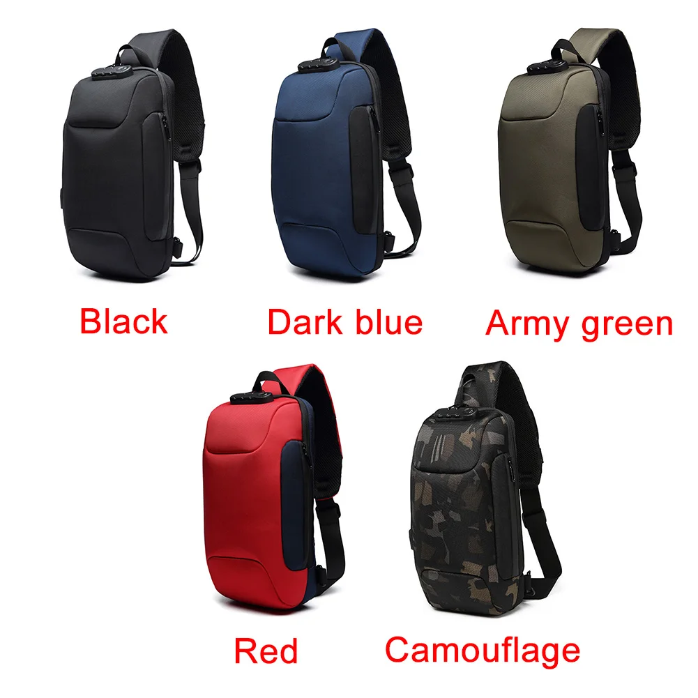 

Waterproof Running Adjustable Strap Crossbody Travel Outdoor Oxford Cloth Men Chest Bag Code Lock Lightweight One Shoulder