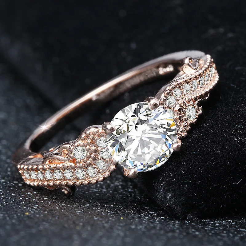 Классическое Обручальное кольцо из серебра 925 пробы с фианитами в стиле ретро Bague