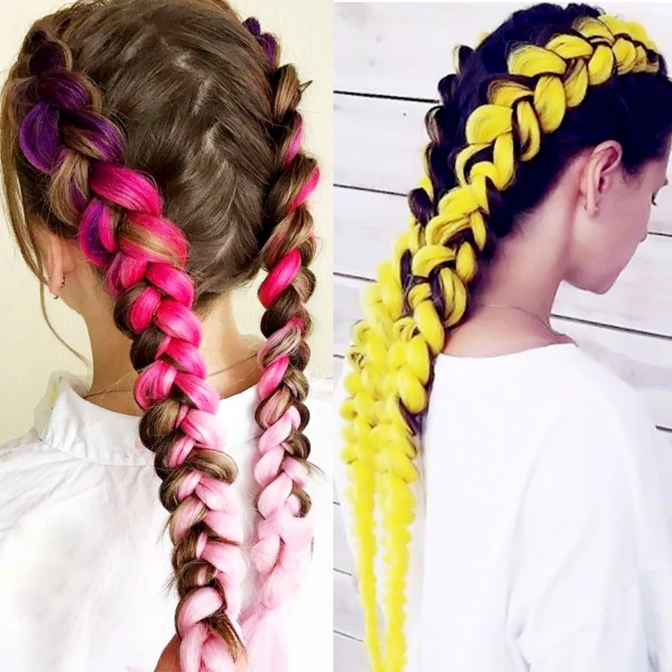 XIYUE 24 дюйма Джамбо косички длинные синтетические плетеные волосы блонд розовый