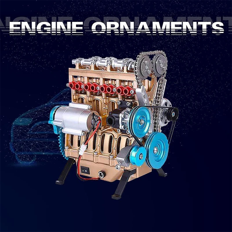 Assembly Car Mini Assemble Inline Four-Cylinder Engine Model Resin Ornaments Kit Toys For Adult Best Gift Education | Игрушки и хобби