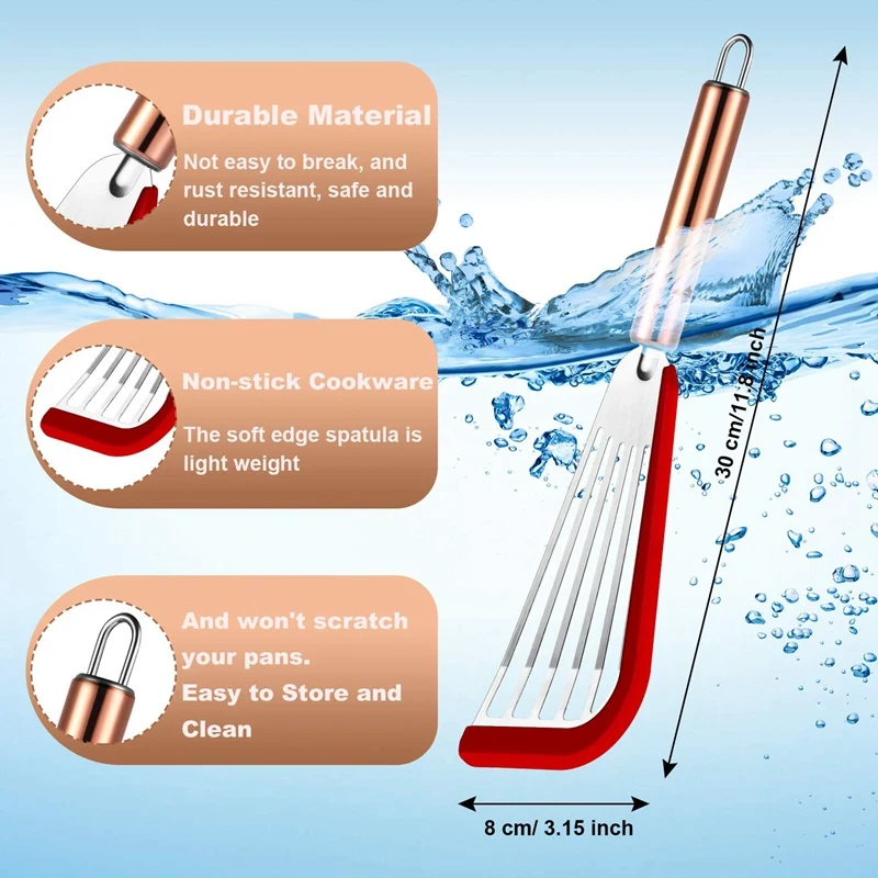 2 шт. шпатель с прорезями Гибкий из нержавеющей стали силиконовой верхней мягкой