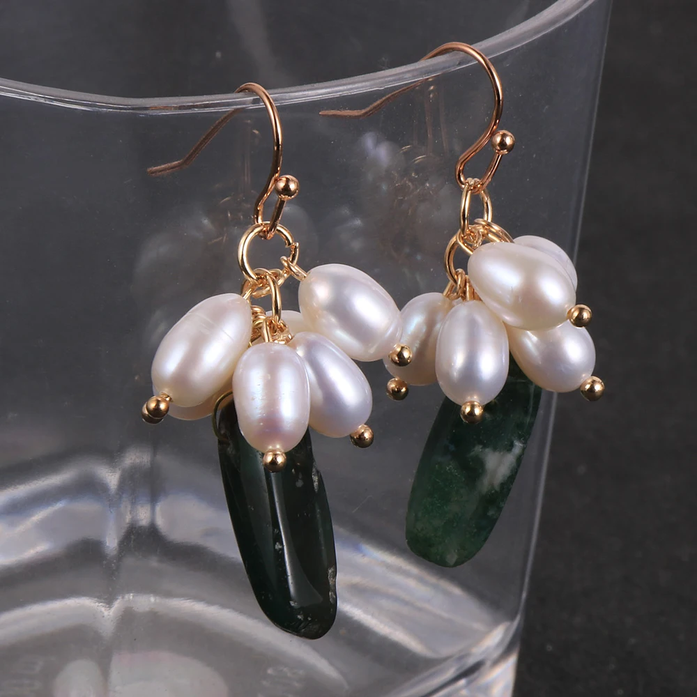

2020 New Design Freshwater Pearls Irregular Natural Stone Drop Dangle Earrings Women Girls Fashion Bohemia Boho Ear Jewelry