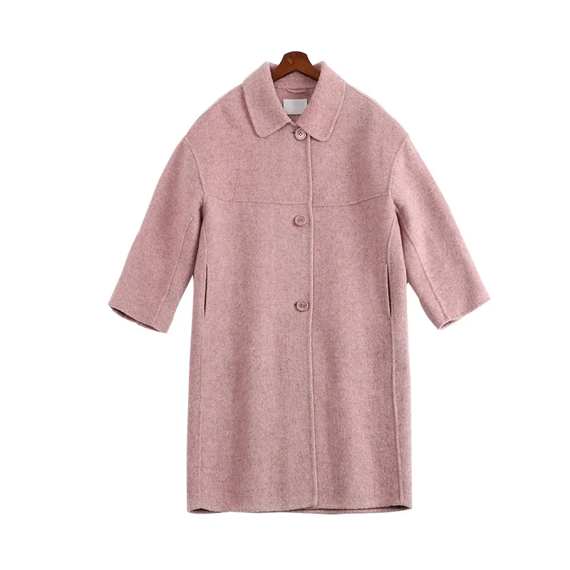 

XL-5XL Large women's double faced overcoat 2020 new fat sister's skinny fur winter wool coat women manteau femme hiver 8953