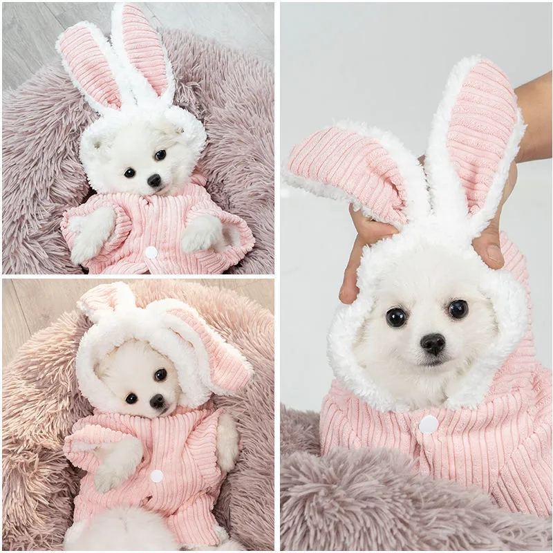 

Dog Sweaters Autumn Winter Rabbit Warm Pajamas Warm Breathable Durable Pet Dog Clothes Cat Christmas Hooded Sweater Accessories