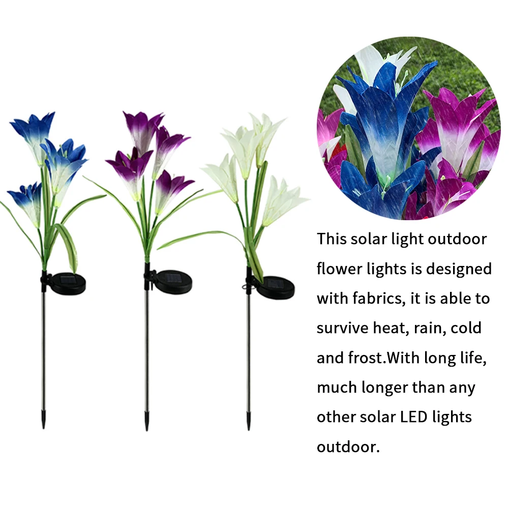 

3pcs/pack Yard Home Pathway Patio Solar Powered Flower Light Garden Decor Landscaping Artificial Stake Outdoor Lawn Holiday