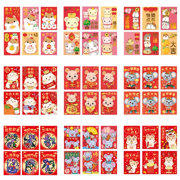 (10 упаковок 60 шт) 2020 китайский новый год крысы красный конверт более 50