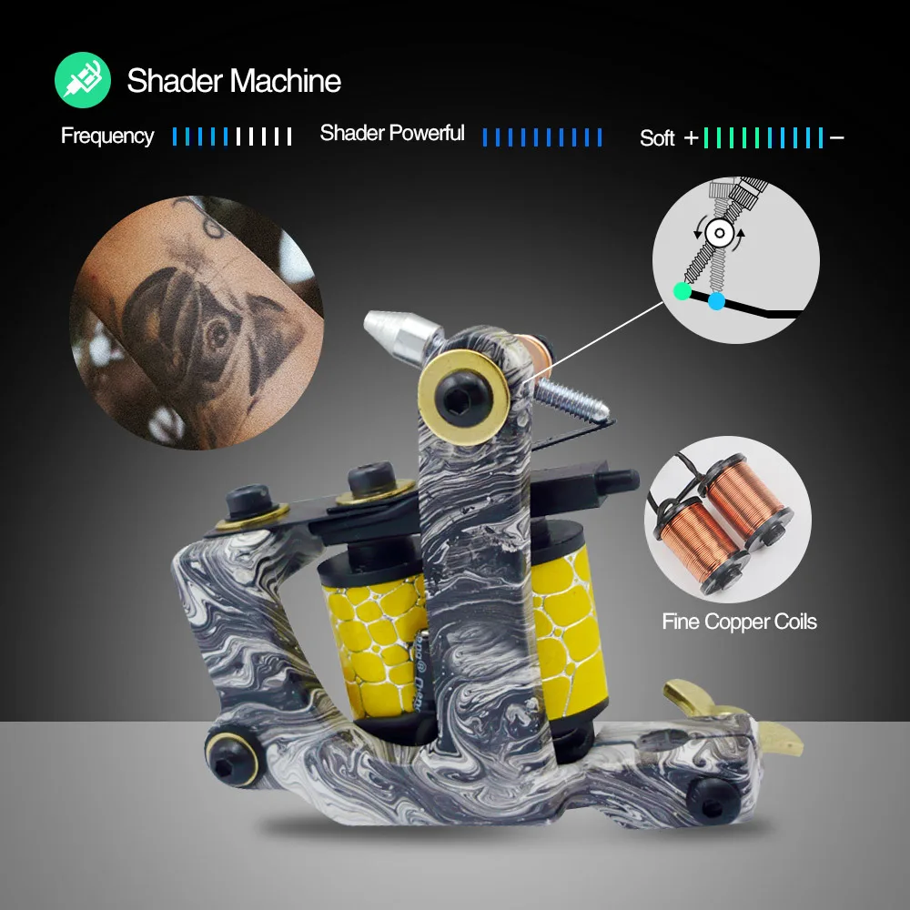 Newest Tattoo Kit 2 Coils Guns Tattoo Sets Permanent Makeup Machine Tattoo Power Supply Pedal Tattoo Machine Grip Free Shipping