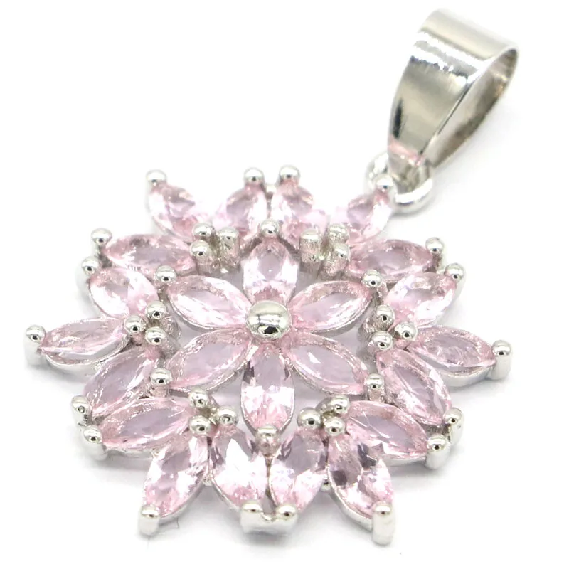 33x21 мм фантастический розовый кунцит дымчатый топаз CZ женский серебряный кулон