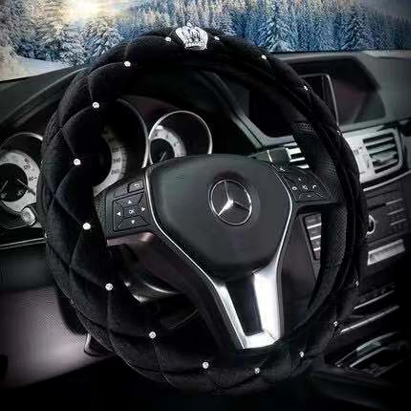 Автомобильные Плюшевые Чехлы на руль крышка Хрустальная горный хрусталь авто