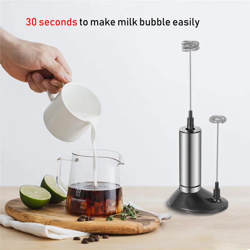 Электрический молочной пены Кофе Блендер 2 венчик для взбивания молока