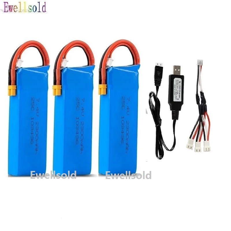 АККУМУЛЯТОР XT30 7,4 В 2300 мАч 25C ПЕРЕЗАРЯЖАЕМЫЙ ЛИПО С ЗАРЯДНЫМ УСТРОЙСТВОМ ДЛЯ ЗАПАСНЫХ ЧАСТЕЙ R/C КВАДРОКОПТЕРА BUGS 6 8.