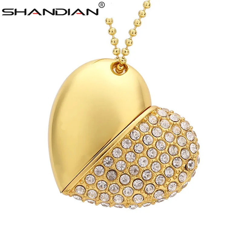 Флеш-накопители SHANDIAN с металлическими бриллиантами в форме сердца USB