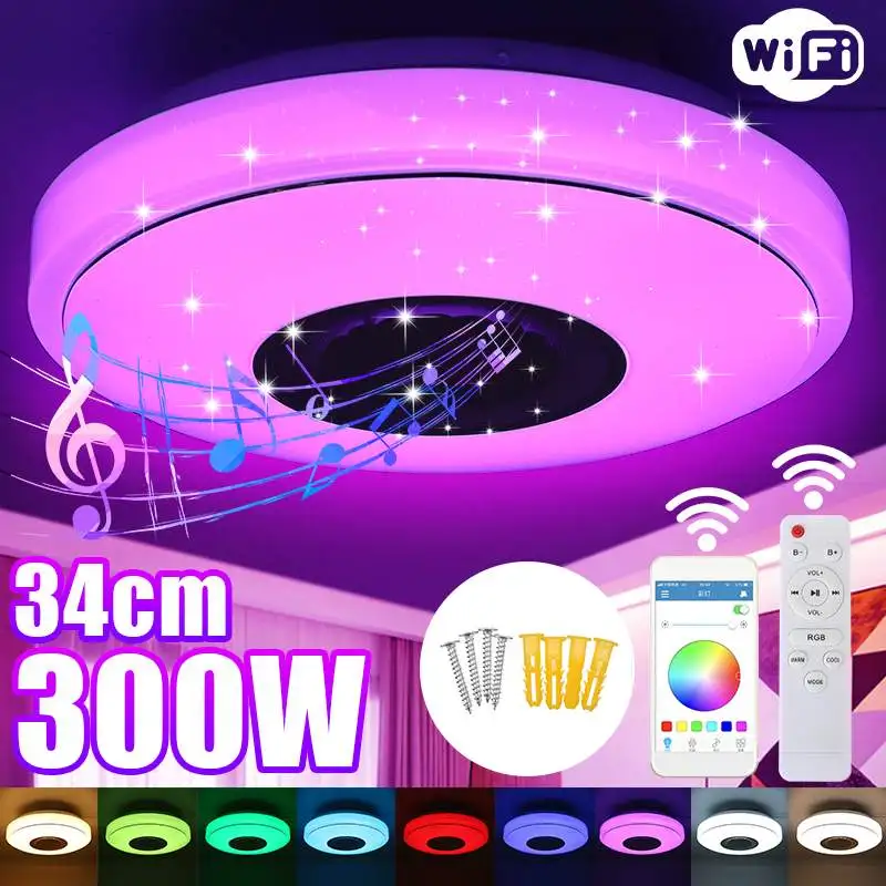 

300W WiFi RGB светодиодный потолочный светильник с регулируемой яркостью для домашнего освещения APP bluetooth Музыка Свет Спальня Смарт потолочный с...