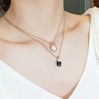 european and american metal head shell face clavicle sweater chain titanium steel rose gold retro portrait coin necklace