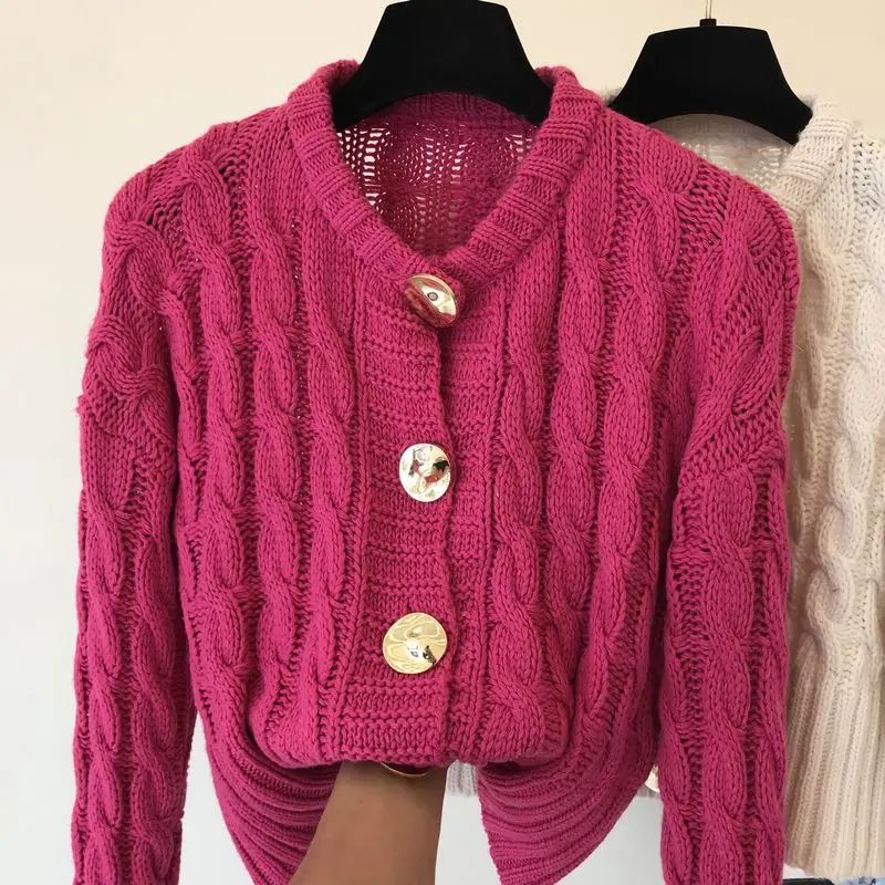 Новинка осени 2020 модный Свободный вязаный женский свитер с длинным рукавом