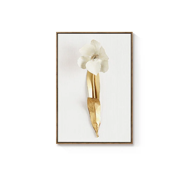 Золотые листья растений и цветы настенные художественные картины на холсте для