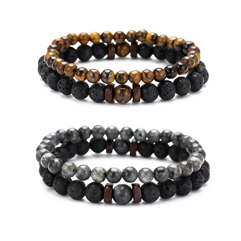 Браслет из натурального вулканического камня черного цвета браслет Будды