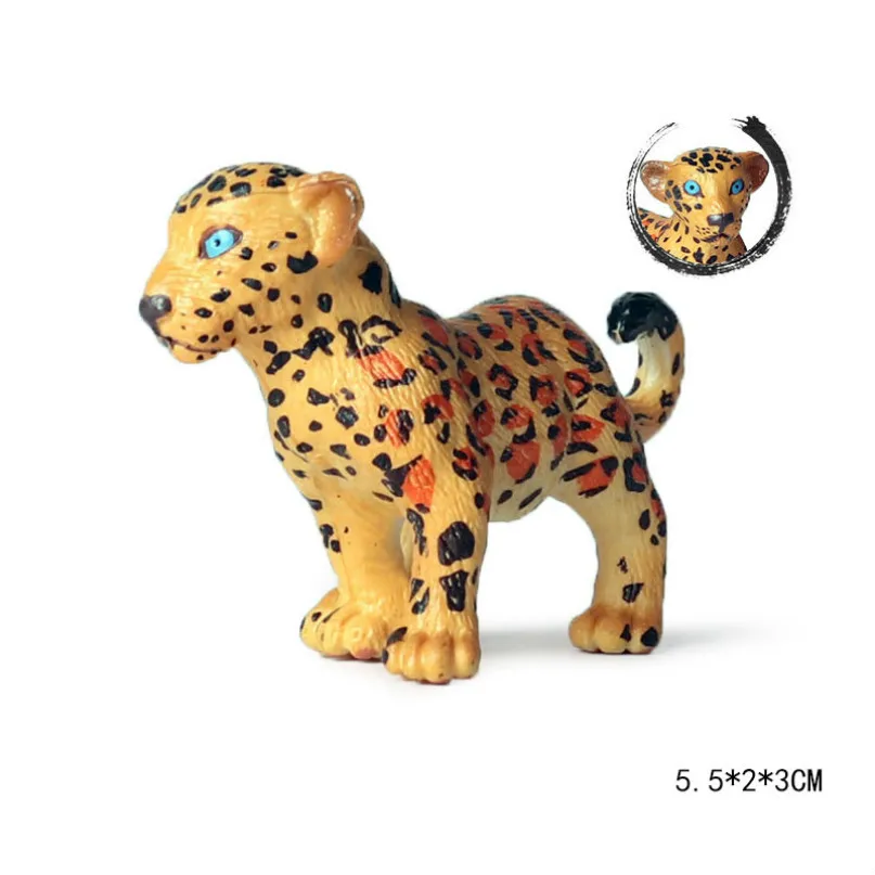 Jaguar cub Милый куб модель моделирование зоопарк дикая природа фигура прекрасная образовательная детская панда Лев Зебра слон животное игрушка для детей Декор подарок - Цвет: Jaguar cub