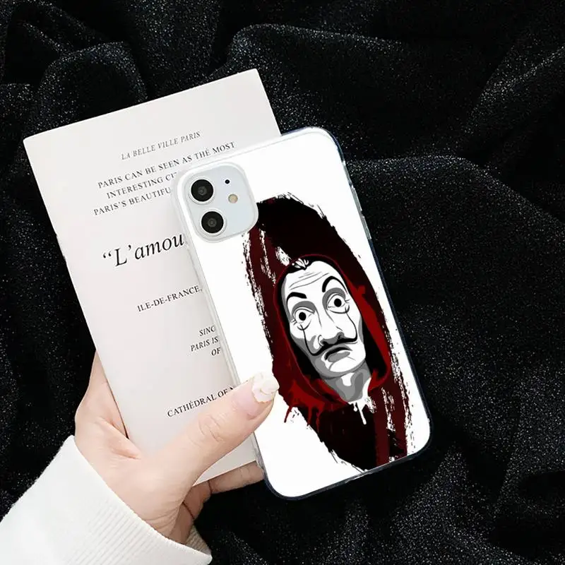 

Money Robbery paper house TV movie Phone Case Transparent for iPhone 6 7 8 11 12 s mini pro X XS XR MAX Plus cover funda shell