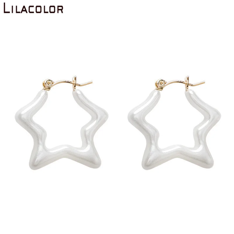 Милые женские серьги-кольца с белыми звездами 1 пара простые серьги-капли из