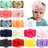 NEW2021 15 Pack Baby Nylon Headbands Hairbands Hair Wraps Big Chiffon Flower Elastics for Baby Girls Newborn Infant Toddlers