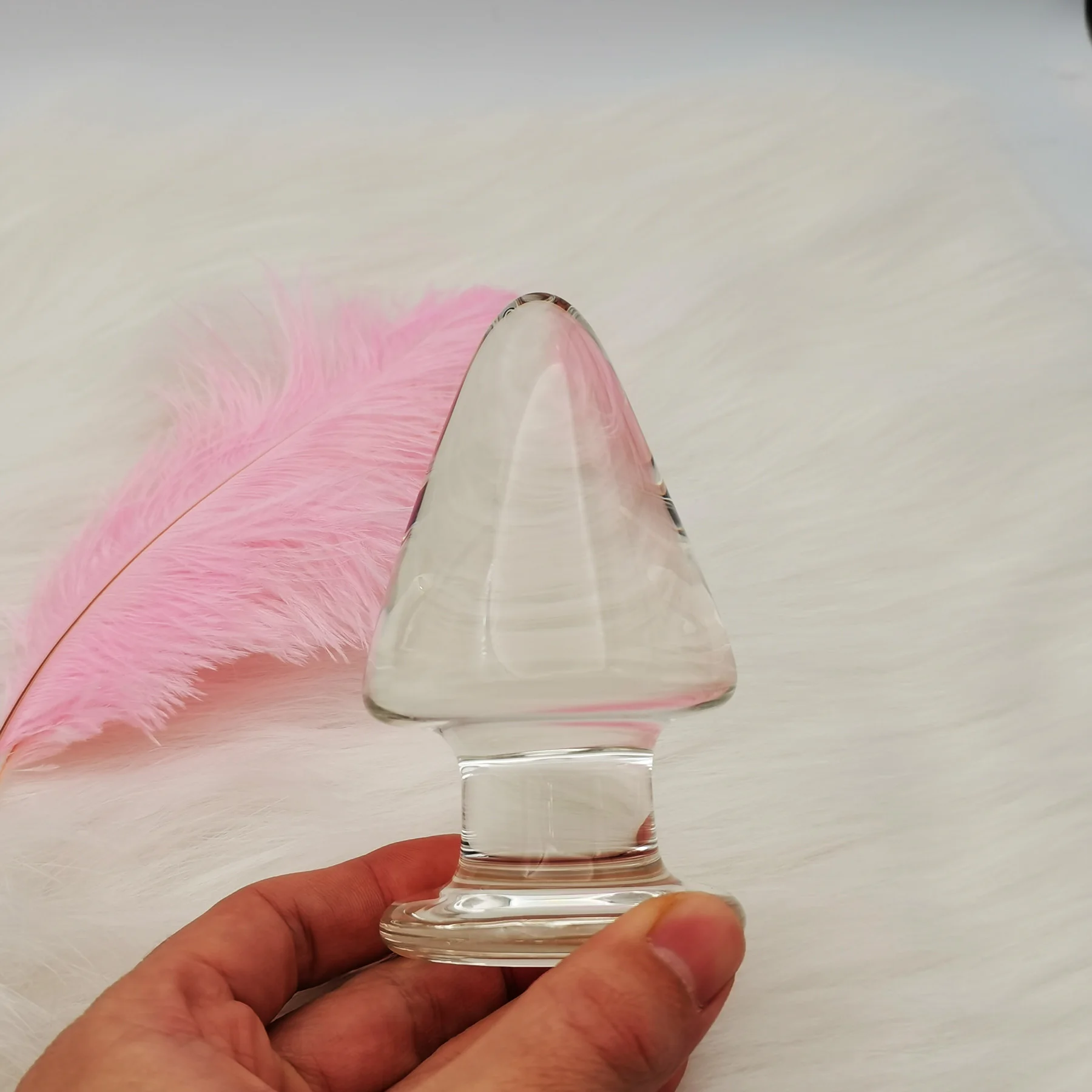 Анальная пробка с большим кристаллом 60 мм стеклянный фаллоимитатор