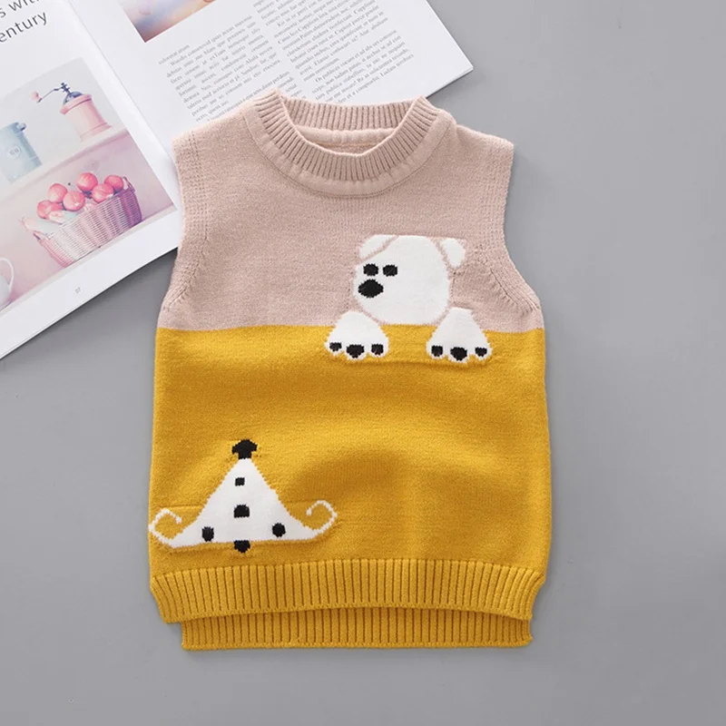 Детский свитер с героями мультфильмов жилеты хлопковые детские теплые вязаные