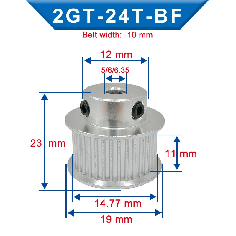 

GT2 timing pulley 24 Teeth Inner Bore 5/6/6.35 mm belt pulley width 7/11mm fit for GT2 timing belt width 6/10mm 3D Printer parts