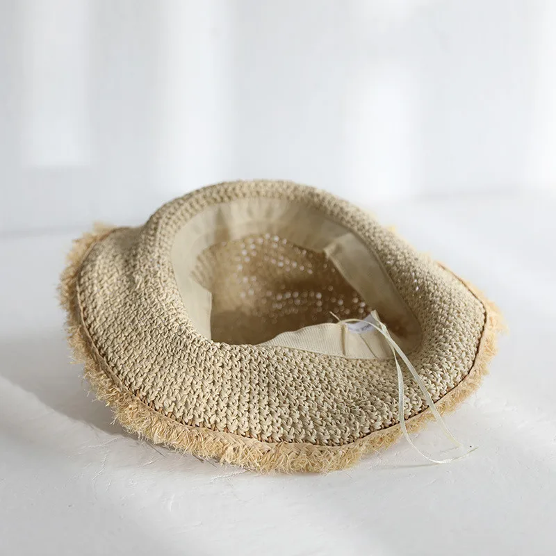 

2021 Women's Straw Hat Sun Uv Protection Beach Hat Ladies Foldable Women Summer Handmade Crochet Beach Hat Fisherman Hats