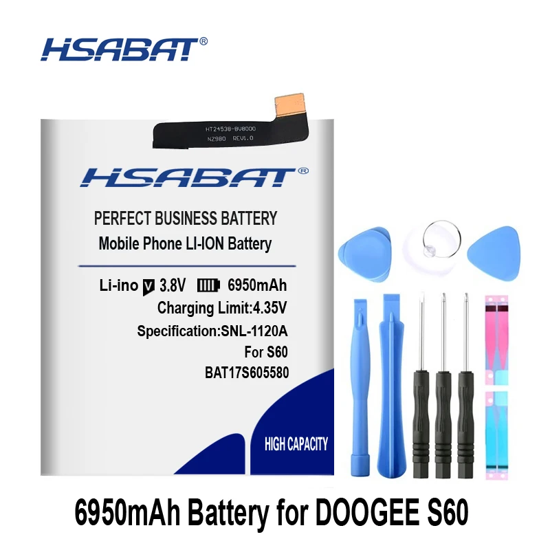 Аккумулятор HSABAT 6950mAh BAT17M15580 и BAT17S605580 Для DOOGEE S60