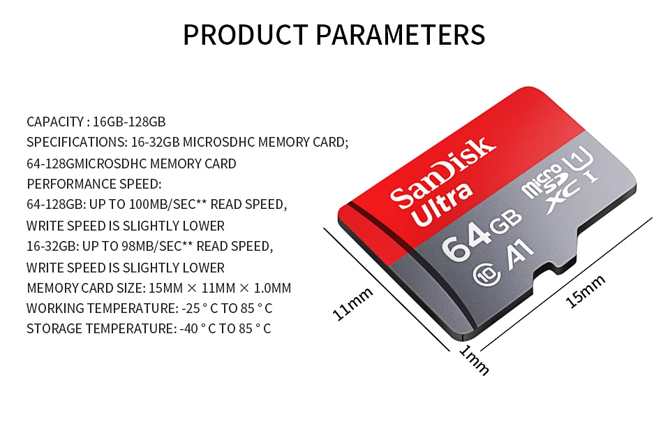 SanDisk Micro SD карта 128 Гб 64 ГБ 32 ГБ 16 ГБ класс 10 карта памяти Высокоскоростная TF карта флэш-карты carte sd для телефона