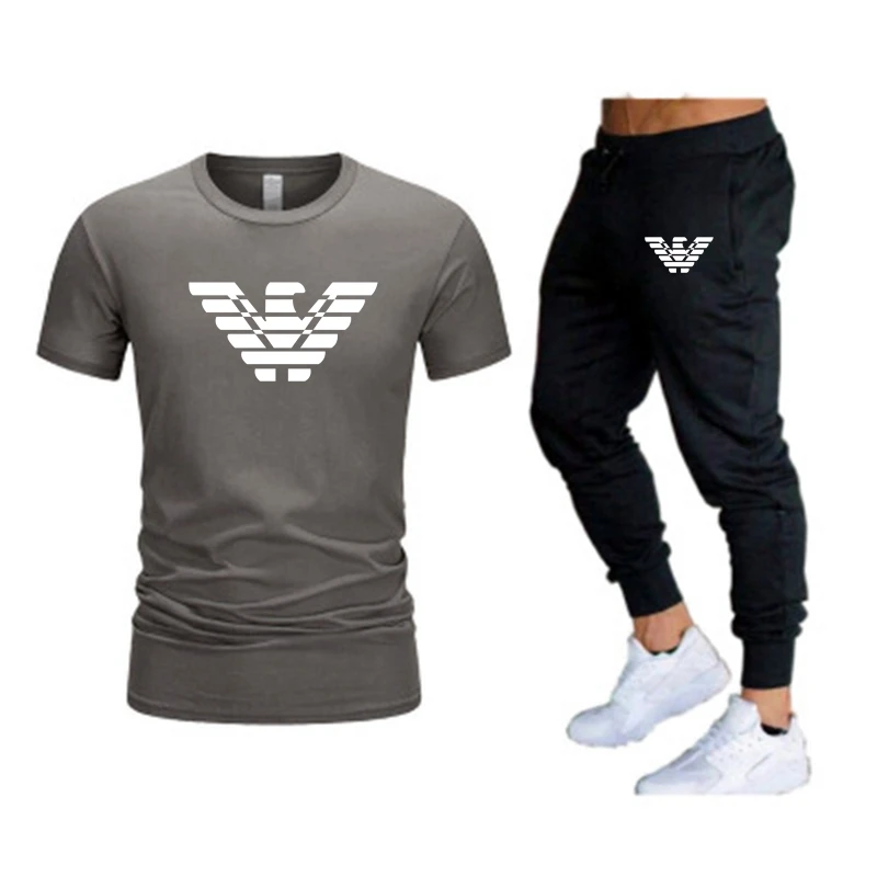 

Men's Sets T Shirts+Shorts Men Brand Two Piece Suit Tracksuit Male Casual Tshirts Workout Fitness Sets Jogger Suits for Men