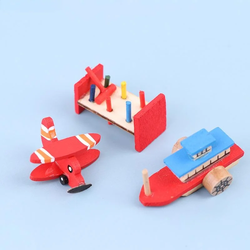 

1Set 1:12 Dollhouse Miniature Color Wood Boat Airplane Sounder Model Decor Toy Dollhouse Miniatures Doll Furniture 2022