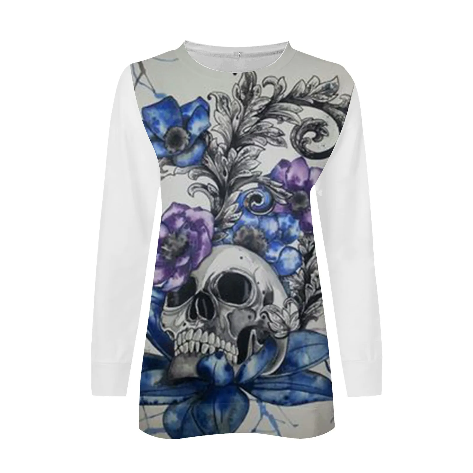 Женский пуловер Осенний Универсальный Яркий топ с круглым вырезом и принтом