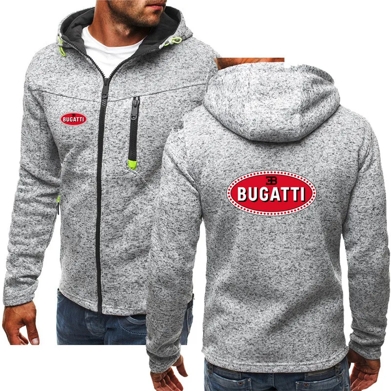 

2021 BUGATTI car logo brand camouflage pocket hooded wool cardigan jacket men's hooded sports pullover