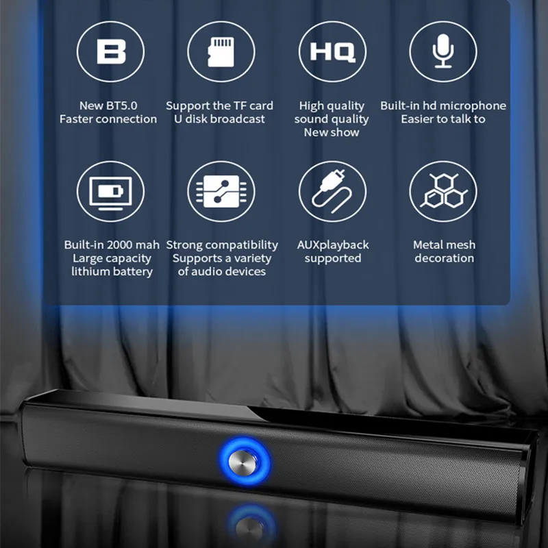 ТВ Колонка Беспроводная Bluetooth Колонка портативный музыкальный плеер стерео Бас Звук Объемный домашний кинотеатр звуковая система полоска динамик