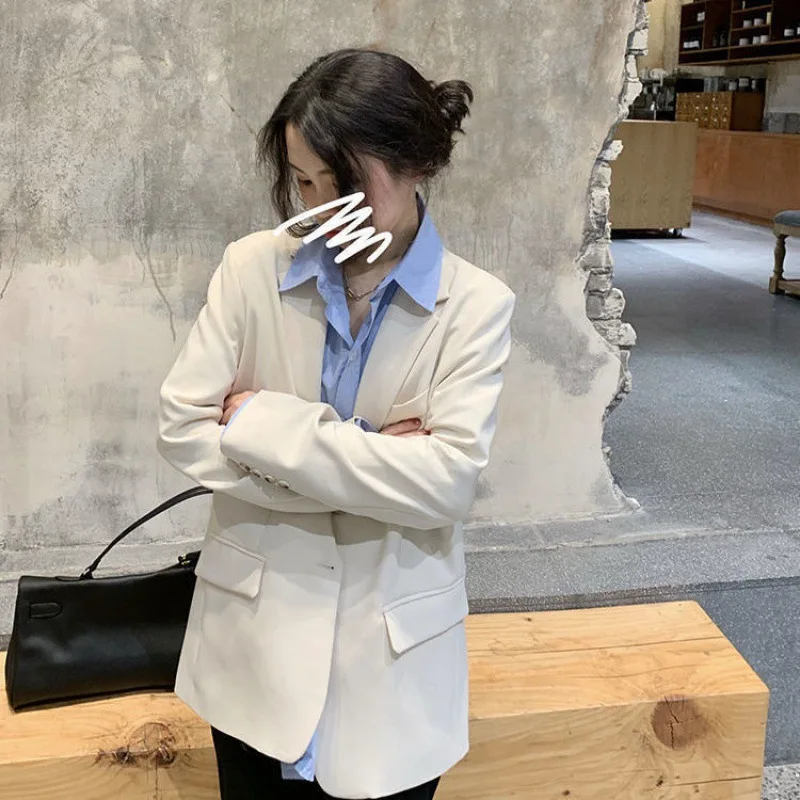 

FTLZZ New Arrival Office Lady Solid Single Breasted Blazer Jacket Women Elegant Straight Spring Autumn High Street Outerwear