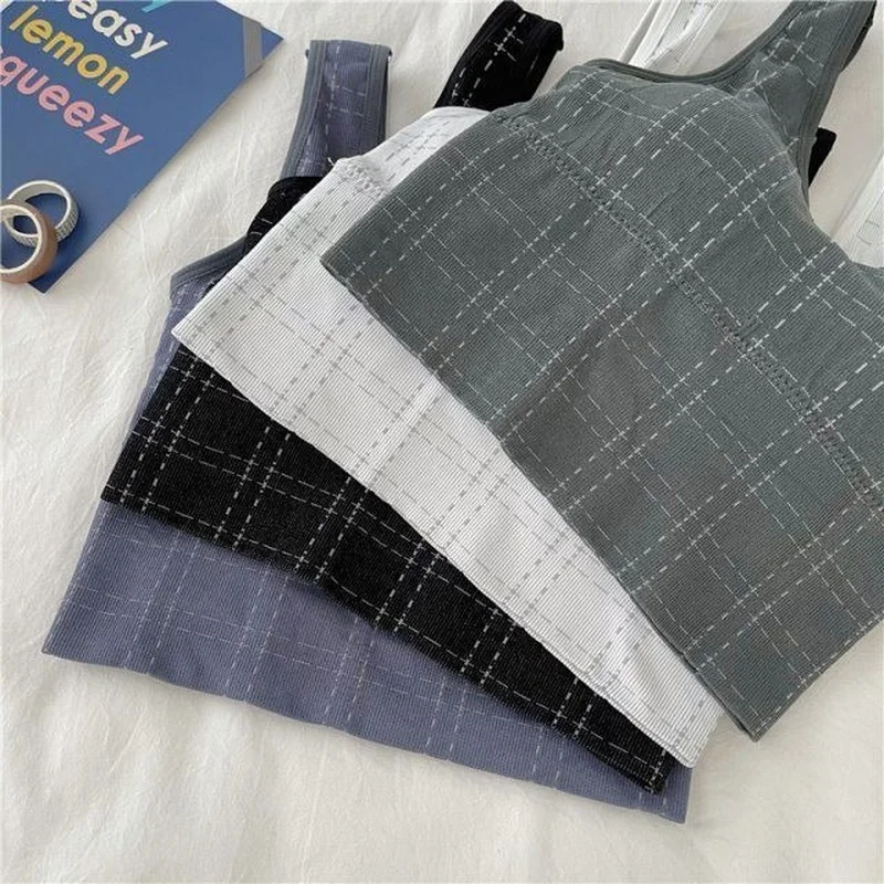 Майки женские в клетку пикантная универсальная простая Спортивная безрукавка