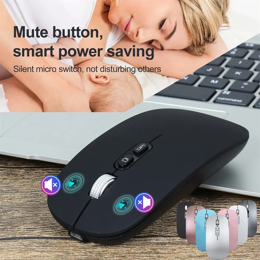 Перезаряжаемая деловая портативная Bluetooth мышь 2 4g беспроводная металлическая