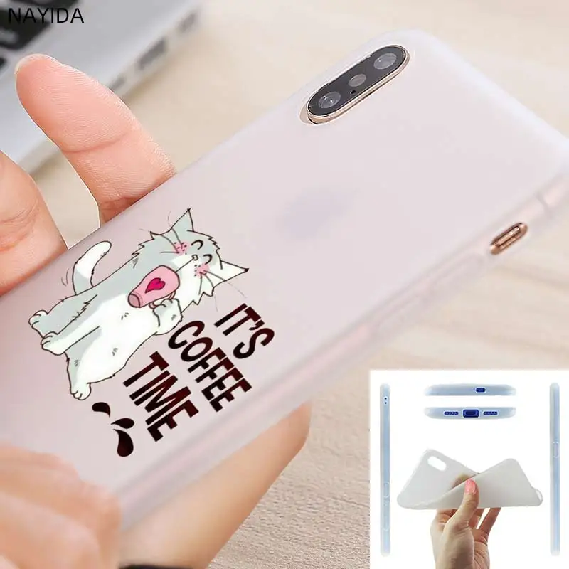 Мягкий чехол для iPhone 12 11 Pro X XS Max XR 6 7 8 G Plus SE 2020 5 S с котом и кофе|Бамперы| |