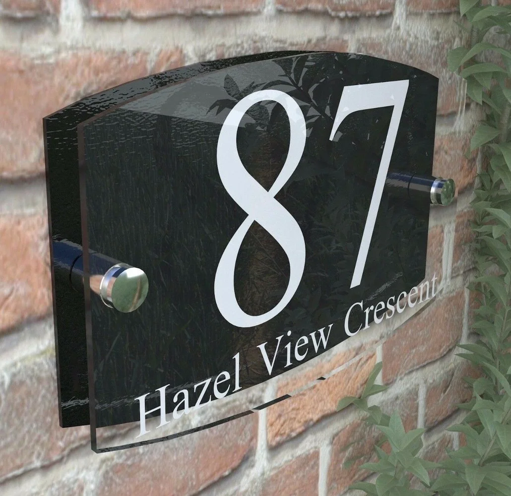 

Customized Contemporary House Sign Plaque Door Number 1 - 999 Personalised Name Plate