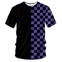 cjlm men o neck tshirt cool print 3d purple lattice t shirt man plaid fitness short sleeve tee shirts oversized mens clothing