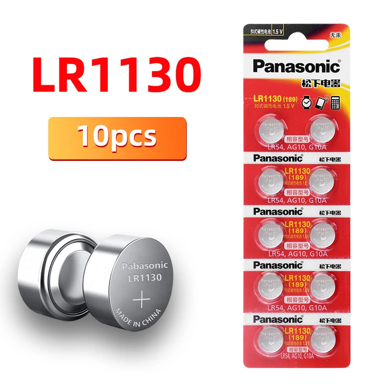 10pcs/lot Panasonic 1.5V AG10 LR1130 Coin Cell Battery Batteries LR 1130 Alkaline AG10 389 LR54 SR54 SR1130W 189 LR1130 Button