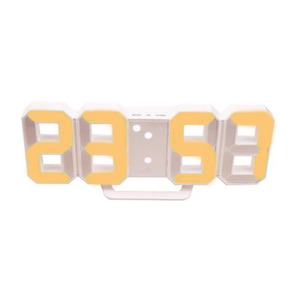 White orange 3D светодиодный настенные часы современный дизайн цифровые настольные часы будильник ночник Saat reloj de pared часы для дома гостиной украшения - Цвет: White orange