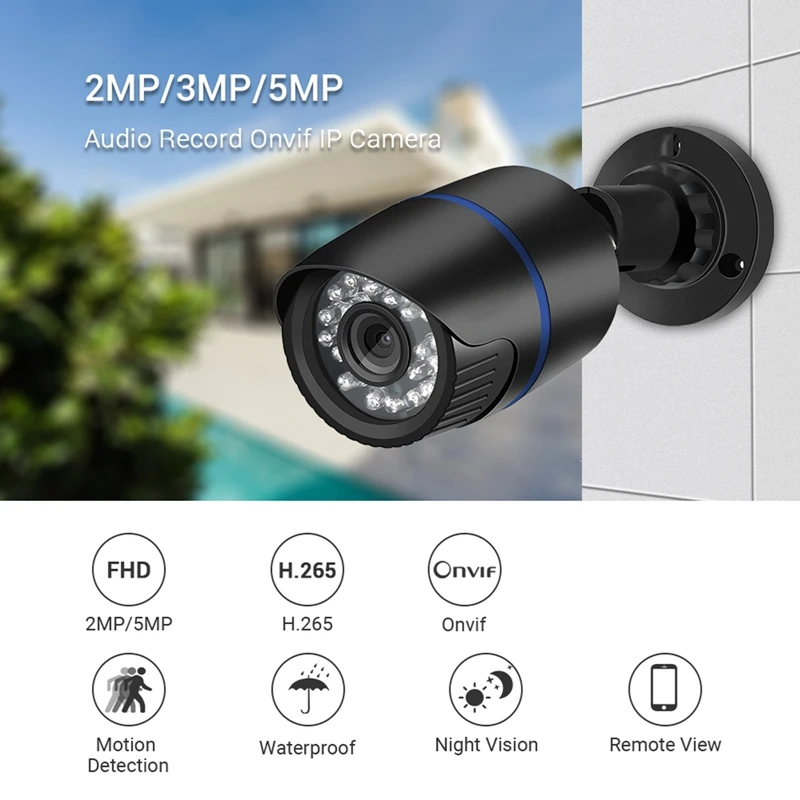 

Outdoor Camera 2-5MP 3.6mm Bullet Web Camera Motion Detection Waterproof Outdoor Camera XMeye Cloud H.265