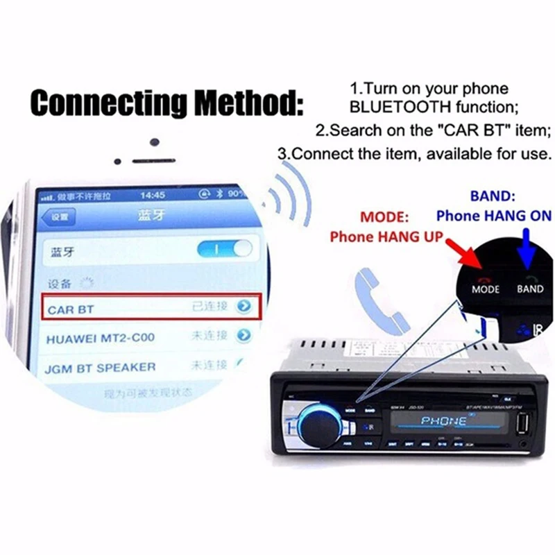 Автомагнитола 1DIN 12 В Авторадио Bluetooth автомобильная стереосистема mp3-плеер Aux вход
