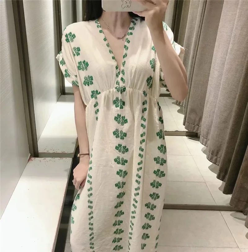 Траф Летнее белое платье с цветочным рисунком женское длинное женские платья