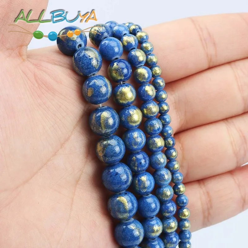 4 12 мм голубые лазуритовые бусины из нефрита для изготовления ювелирных изделий
