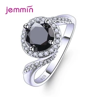 pure 925 sterling ring jewelry made with clear blueblack stones from austria hot fashion wedding party finger rings wholesale