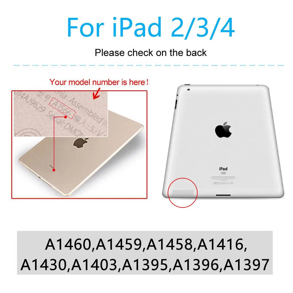 

Tablet Case for Apple iPad 2 3 4 2th 3th 4th Generation 9.7 A1458 A1459 A1460 A1395 A1396 A1397 A1403 Magnetic Case Smart Cover